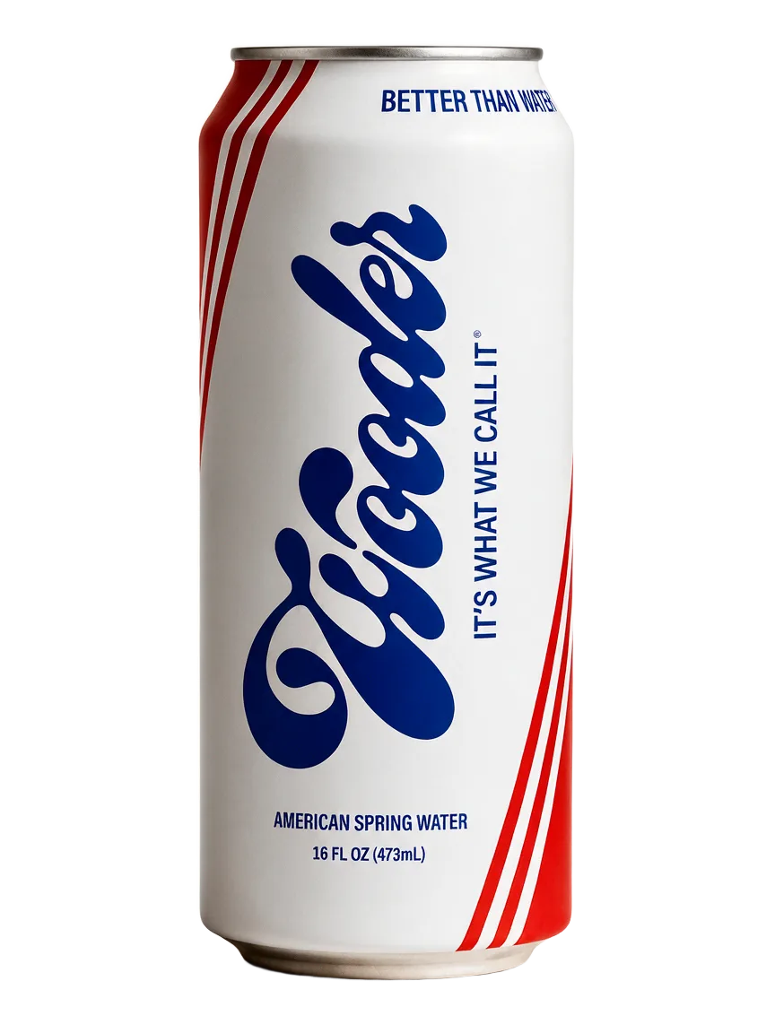 Wooder 16 oz can of American spring water